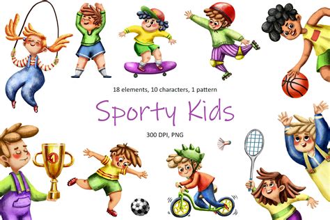 Sporty Kids - Clip Art Set | Object Illustrations ~ Creative Market