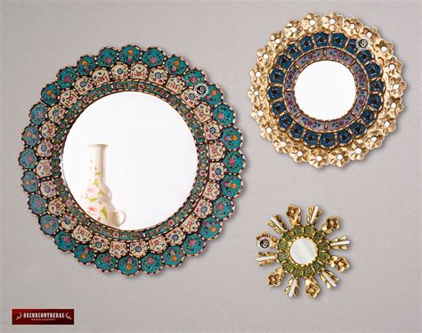 Round Mirror for Wall Decor Set 3 andean Sky - Etsy | Sunburst mirror wall, Mirror wall, Mirror ...