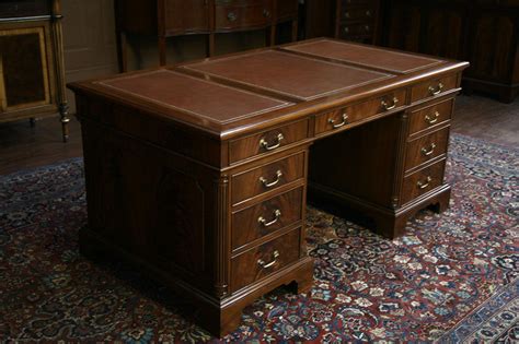 Executive Desk with Leather Top, Mahogany Leather Top Desk