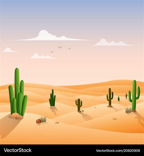 Desert landscape background with cactuses Vector Image