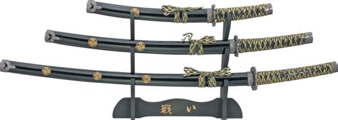 Extac Australia- Three Piece Shogun Samurai Sword Set w/ Display Stand M3279