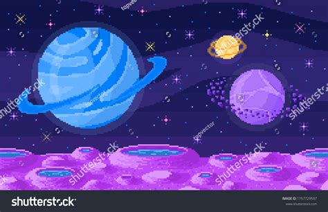 Space Planet Pixel Art Background Space Stok Vektör (Telifsiz) 1757729597 | Shutterstock