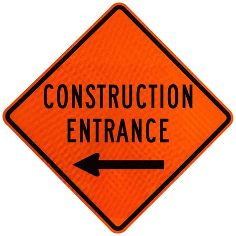 Construction Entrance Sign with Left Arrow X4608, by SafetySign.com