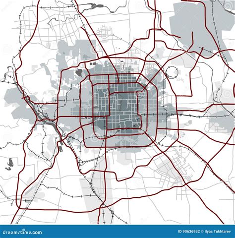 Map of the City of Peking, China Stock Illustration - Illustration of ...