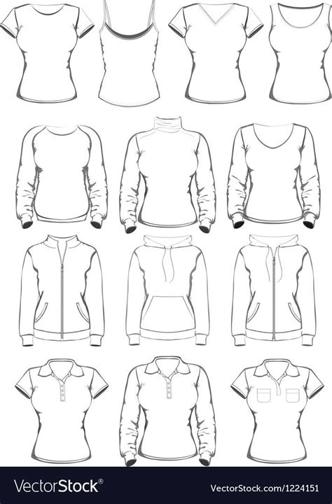 Collection of women clothes outline templates Vector Image , #AD, # ...