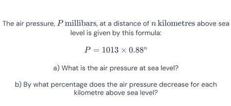 The air pressure P millibars at a distance of | StudyX