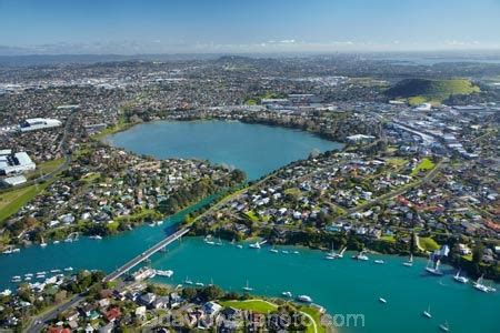 Mount Wellington, Pakuranga, Panmure, Tamaki River, and Panmure Basin, Auckland, North Island ...