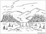 Mountain Scene Coloring Pages Sketch Page sketch template