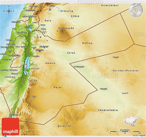 Physical 3D Map of Jordan