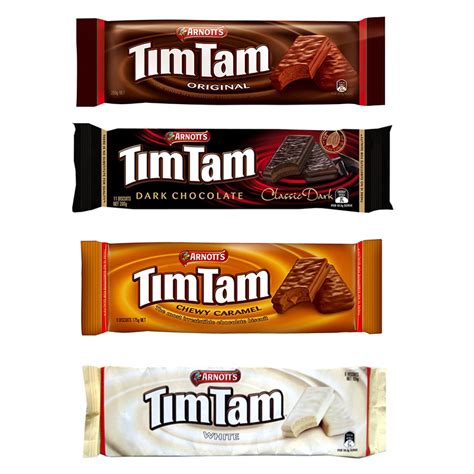 Tim Tam Cookies Arnotts | Australian Classics Sampler (Original, Chewy Caramel, White, Dark) | 4 ...