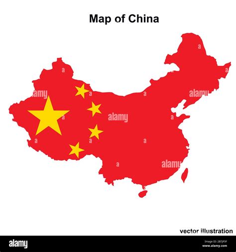 Map of China with regions and cities. Colorful graphic illustration with map of China. Chinese ...