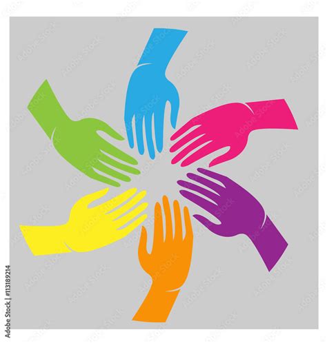 Teamwork hands colorful culture people logo vector Stock Vector | Adobe Stock