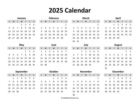 Download Free Printable Calendar 2025 (PDF Version)