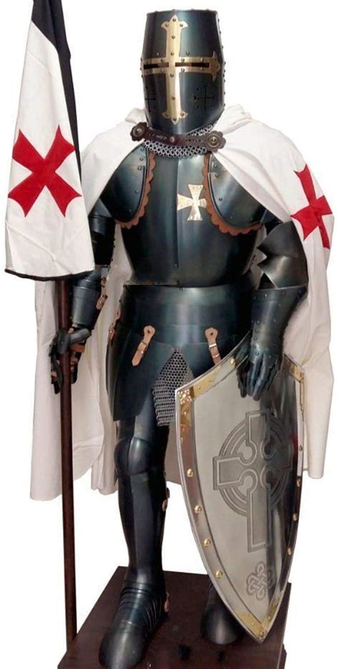 Amazon.com: Medieval Knight Suit of Templar Armor W/Sword Combat Full Body Armour Stand: Clothing