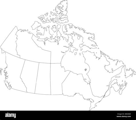 Map of Canada divided into 10 provinces and 3 territories. Administrative regions of Canada ...