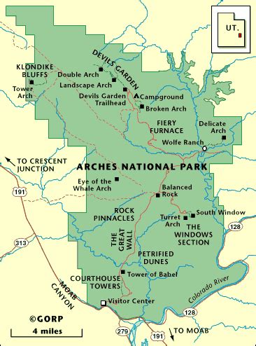 Map of Arches National Park | Arches national park, National park vacation, National parks