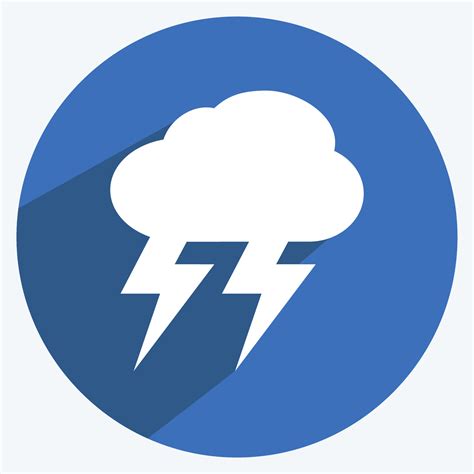 Thunderstorm Icon in trendy long shadow style isolated on soft blue background 5015165 Vector ...