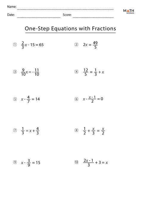 Multi Step Equations Fractions Worksheet