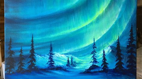 Northern Lights Acrylic Painting, step by step tutorial - YouTube