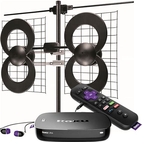 Roku Roku Ultra Streaming Media Player & Antennas Direct ClearStream 4V Indoor/Outdoor HDTV ...