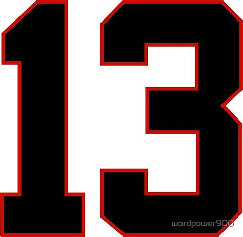 Number 13 in Red and Black Typography