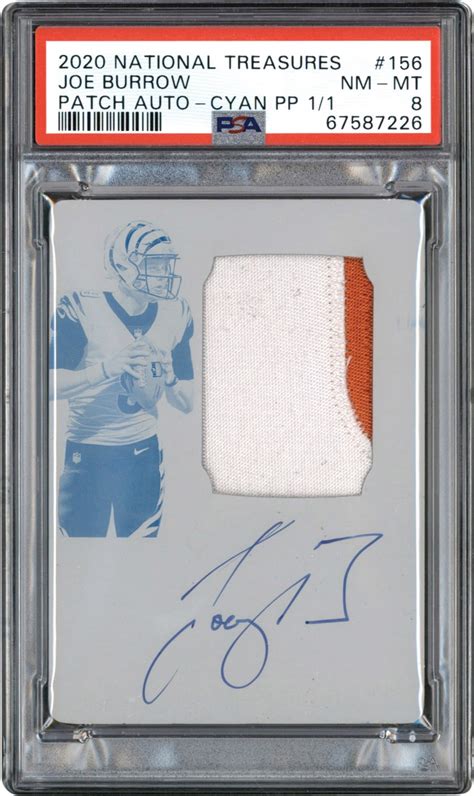 2020 National Treasures Football Printing Plate #156 Joe Burrow RPA Rookie Patch Autograph Card ...