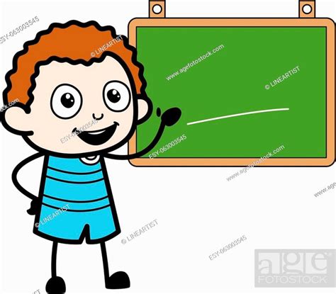 Cartoon Kid with Classroom Board, Stock Vector, Vector And Low Budget Royalty Free Image. Pic ...