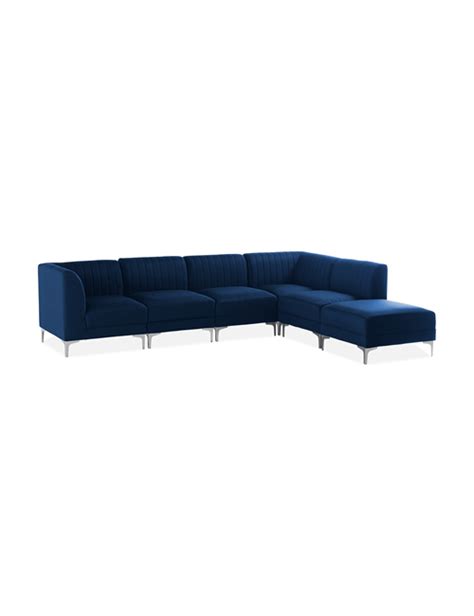 Dark Blue Ribbed Velvet Corner Sofa - Furniture-Sofas & Armchairs : Affordable | Luxury | Living ...