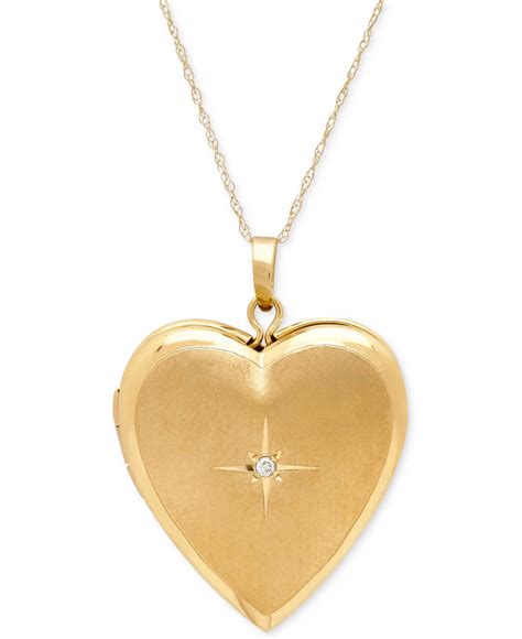 Lyst - Macy'S Diamond Accent Heart Locket Pendant Necklace In 10k Gold in Metallic