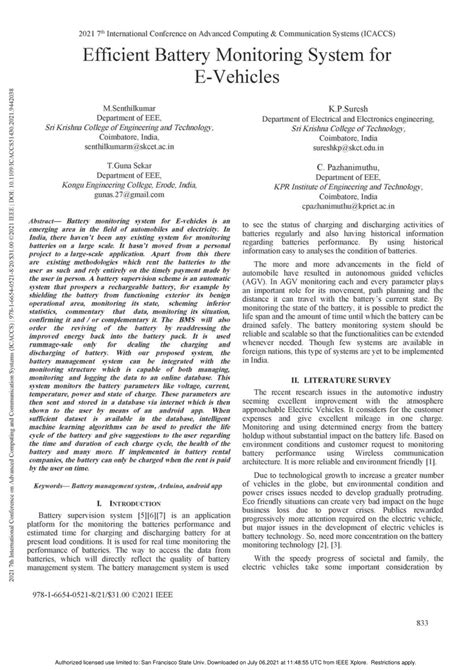 (PDF) Efficient Battery Monitoring System for E-Vehicles