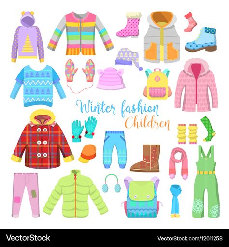 Children winter clothes and accessories collection