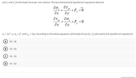 Solved Let Fx ﻿and Fy ﻿be the body force per unit volume. | Chegg.com