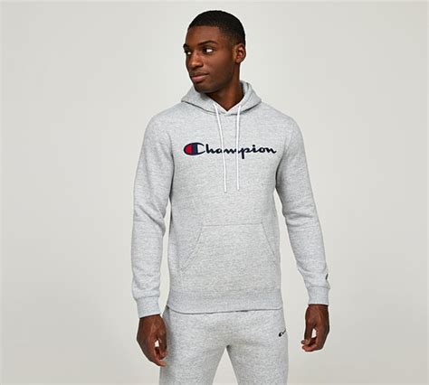 Champion American Embroidered Hoodie | Grey Heather | Footasylum