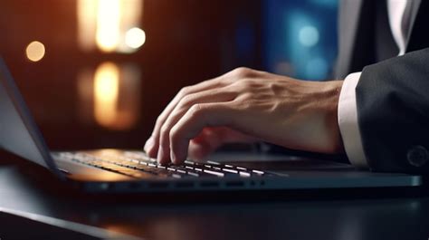 Premium AI Image | A person typing on a laptop keyboard in front of a computer screen