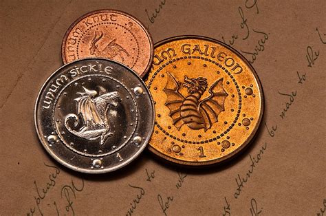 Galleon, Sickle and Knut | Harry potter coins, Harry potter money ...