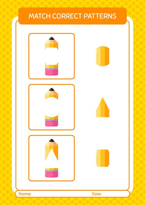 Match pattern game with pencil. worksheet for preschool kids, kids activity sheet 10588696 ...