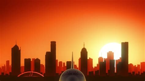 Melbourne Skyline Sunrise Take Off by ankabala | VideoHive