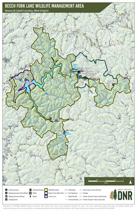 Beech Fork Lake Wildlife Management Area & State Park map by WV Division of Natural Resources ...