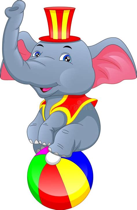 Cute Elephant Sitting on a Colorful Ball Stock Vector - Illustration of mascot, show: 205080869