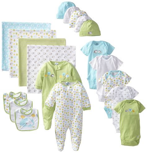 Gerber Unisex-Baby Newborn Neutral 19 Piece Essentials Gift Set, Green ...