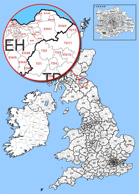 Editable 4- digit UK Postcode Area and District Map