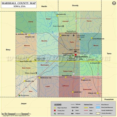 Marshall County Map, Iowa