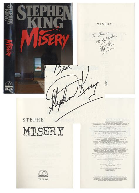 Lot Detail - Stephen King Signed First Edition of ''Misery''