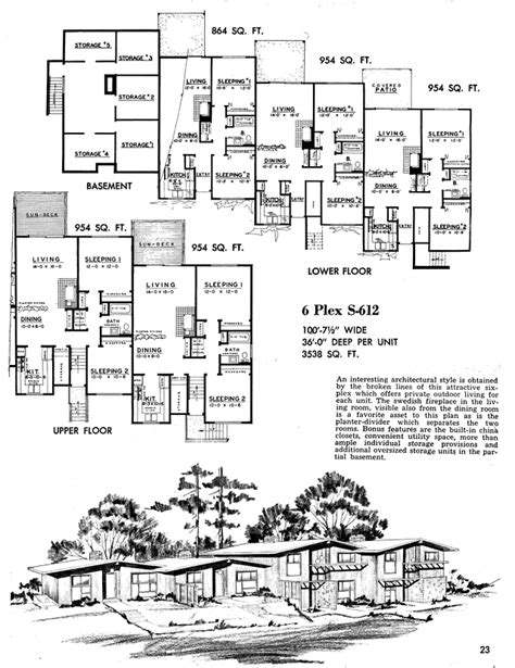 Six Plex Apartment Floor Plans - floorplans.click