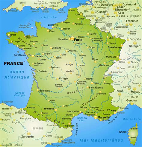 Carte Principales Villes De France Carte De France Fleuves Et Grandes ...