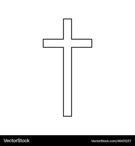 Catholic cross single line drawing traditional Vector Image