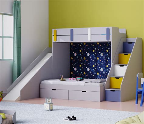 Buy Sleep N Slide Bunk Bed With Slide and Storage (Grey) Online in India at Best Price - Modern ...