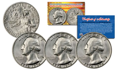 1976 S Mint Washington Bicentennial Quarter Gem BU Silver COA & CAPSULE - QTY 3 | eBay