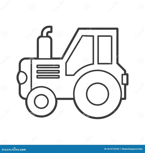 Vector Illustration of a Tractor. Icon Style with Black Outline. Logo Design. Coloring Book for ...