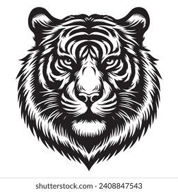 Tiger Head Black White Tiger Black Stock Vector (Royalty Free ...